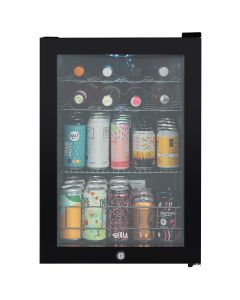 62L Lockable Glass Fronted Cooler, Black