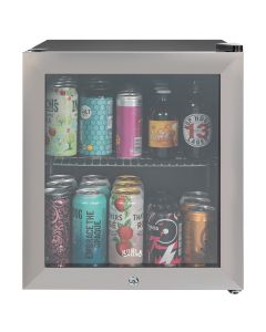 46L Lockable Glass Fronted Cooler, Stainless Steel