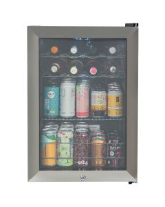 62L Lockable Glass Fronted Cooler, Stainless Steel